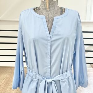 NWT S M L XL solid pastel blue midi dress with pocket